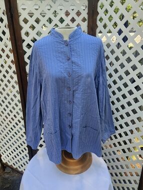 April Cornell For Orvis Blue Keepsake Smock Tunic 100% Cotton, Size Large